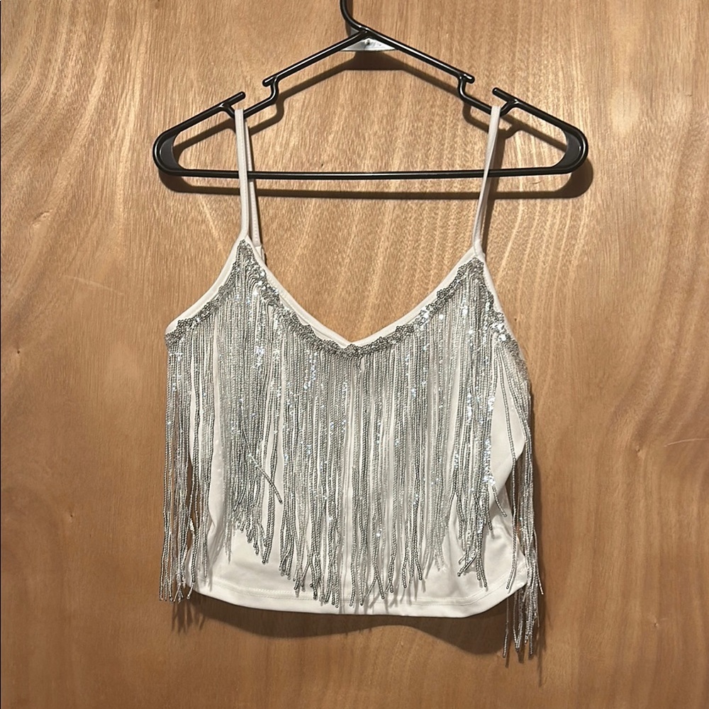 Silver Fringe Women's Top